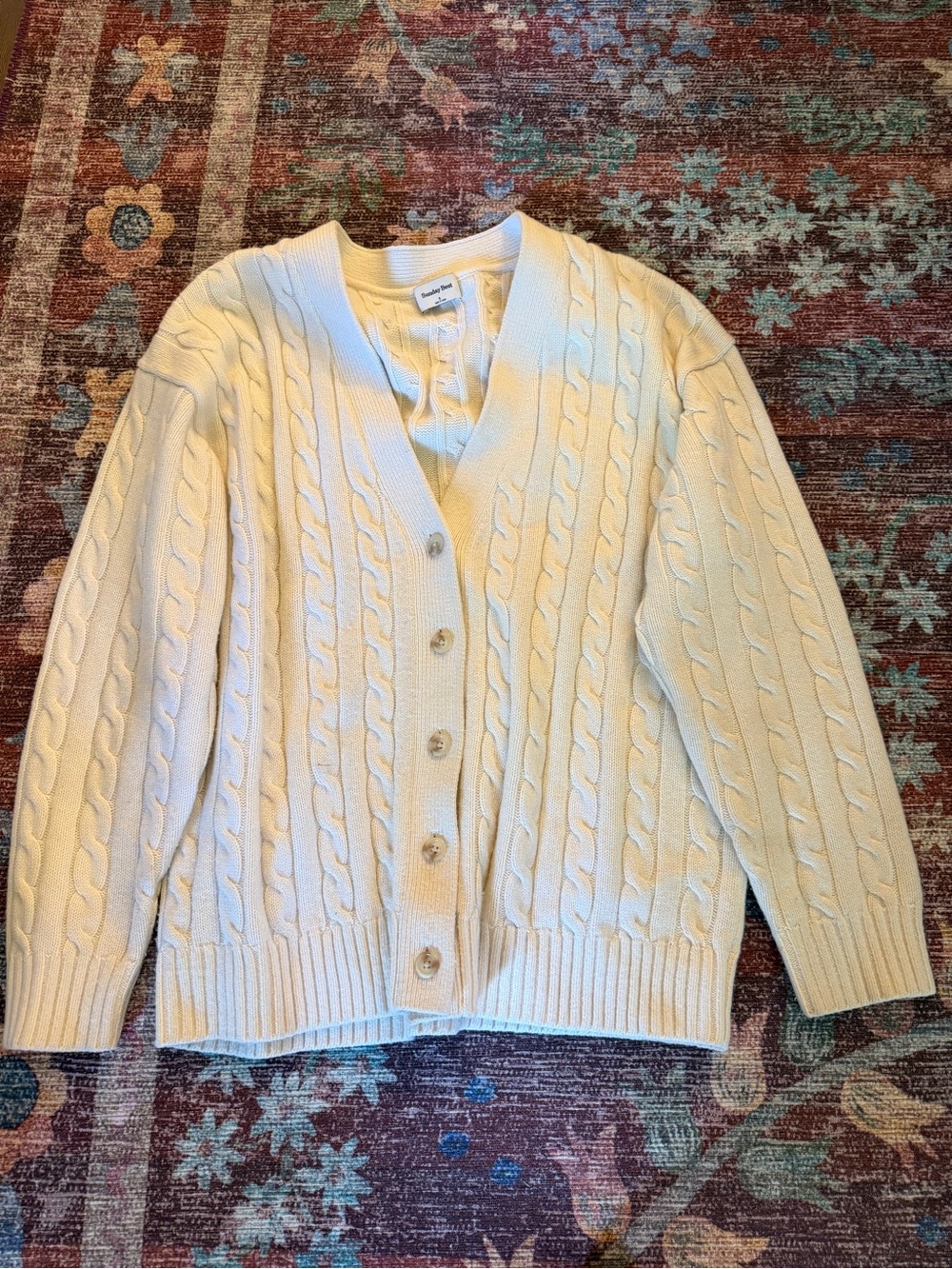Sunday Best Cream Cable-Knit Button Front Cardigan